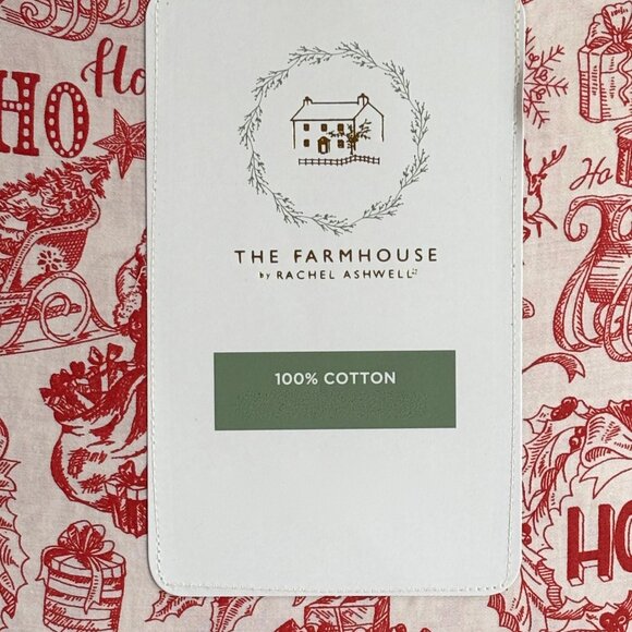 THE FARMHOUSE BY RACHEL ASHWELL Santa Christmas Cotton King Size Sheet Set - Red - Picture 6 of 6